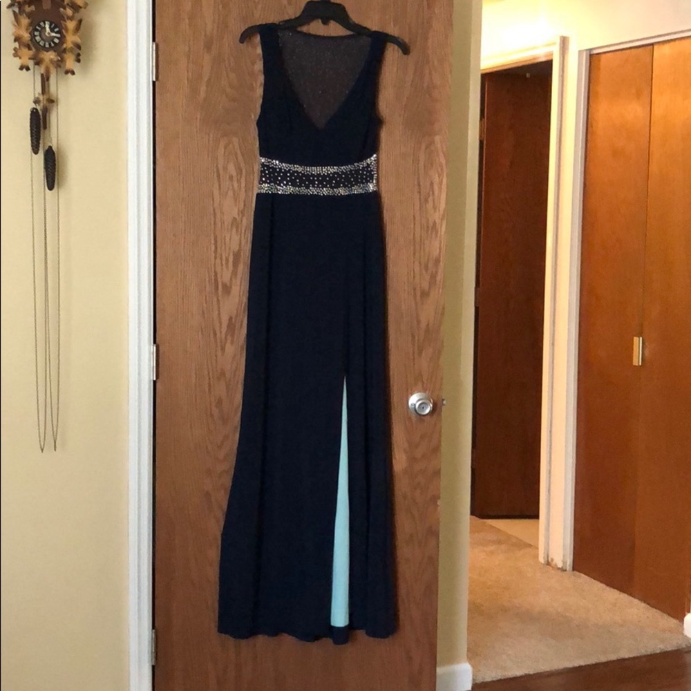 Drak blue prom dress